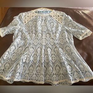 Stunning pale blue and ivory lace blouse